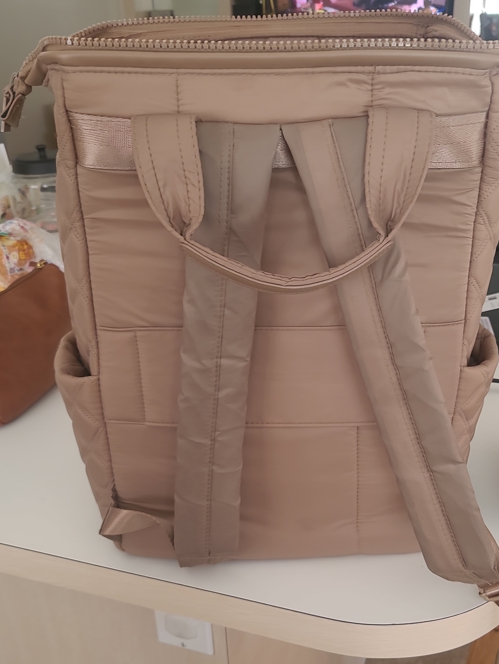 The Elise 18" Diamond Quilted Puffer Nylon Workbook Backpack. - Picture 3 of 8